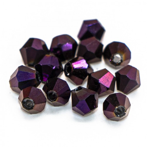 Бусины биконус 4мм, сиреневый металлик